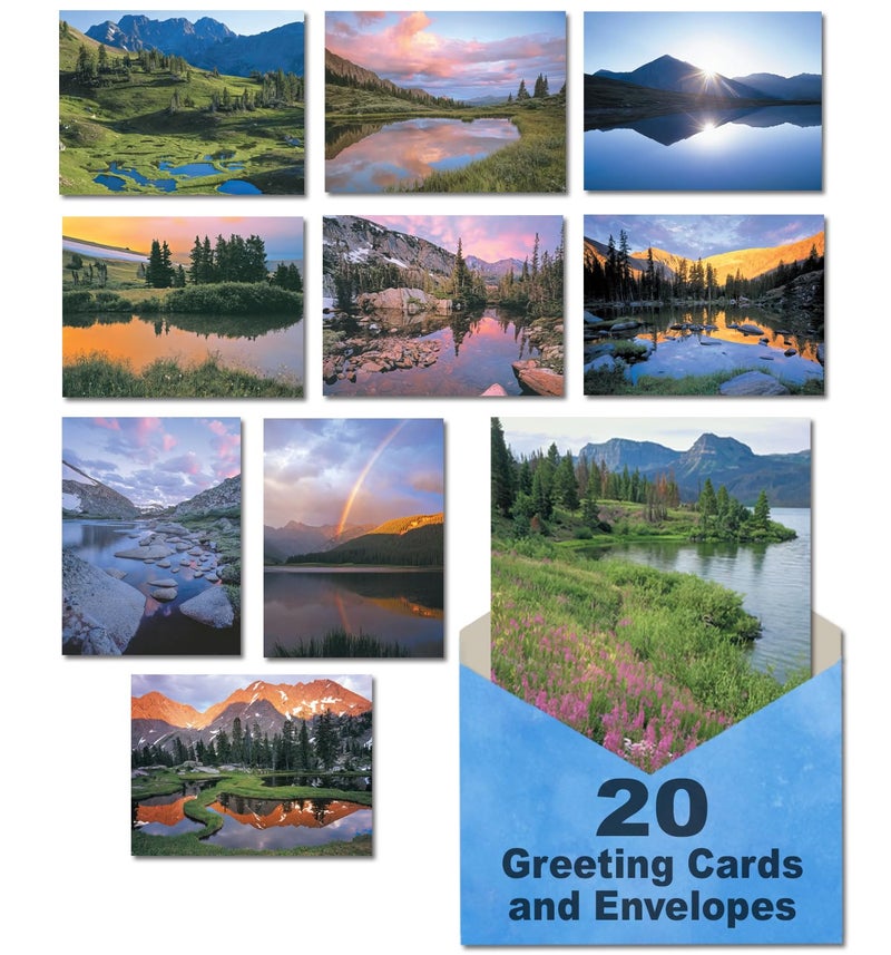 Leanin' Tree, High Country Lakes, Made In USA - 20 Blank Cards and Envelopes 5x7, Cute Stationary for Women Greeting Cards Blank Inside Featuring Stunning Photographs - Image 1